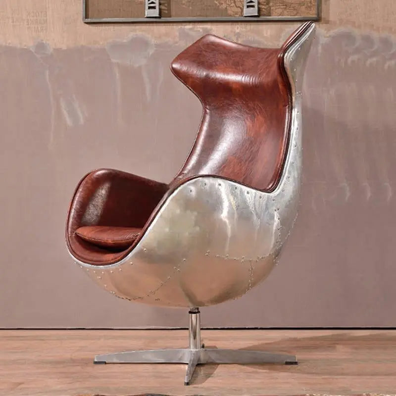 A3 Aviator Egg chair, Brown Leather, Aluminium Luxepalace.co.uk