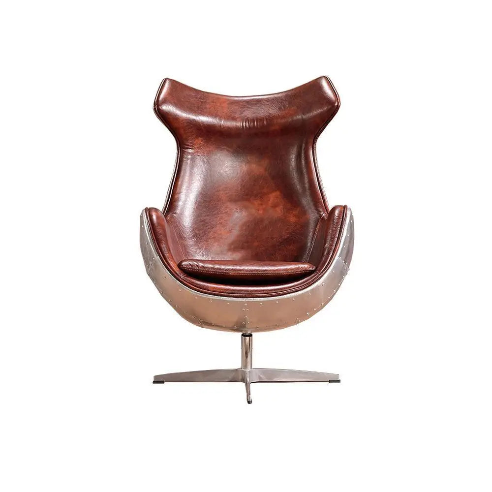 A3 Aviator Egg chair, Brown Leather, Aluminium Luxepalace.co.uk