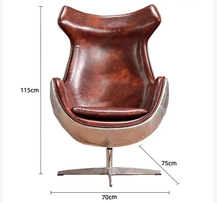 A3 Aviator Egg chair, Brown Leather, Aluminium Luxepalace.co.uk