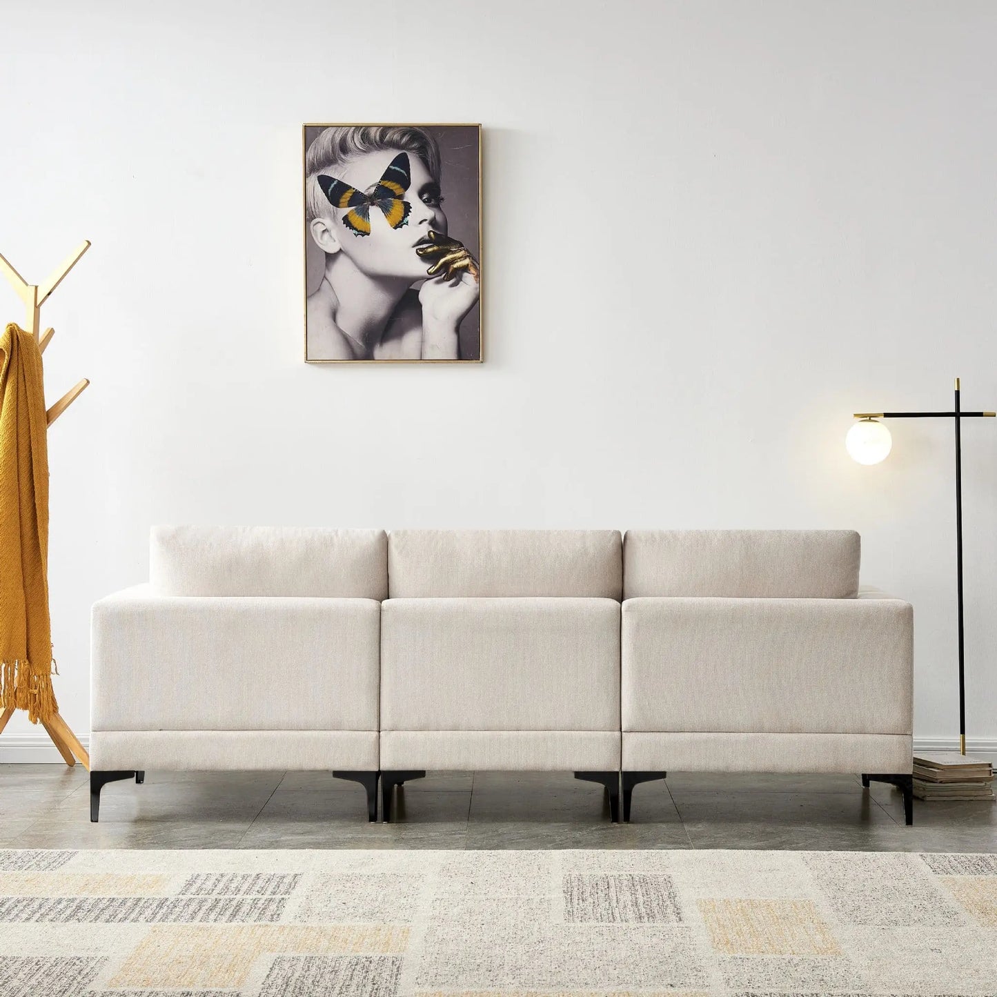 ANEK 3 Seater Beige Fabric Sofa Luxepalace.co.uk