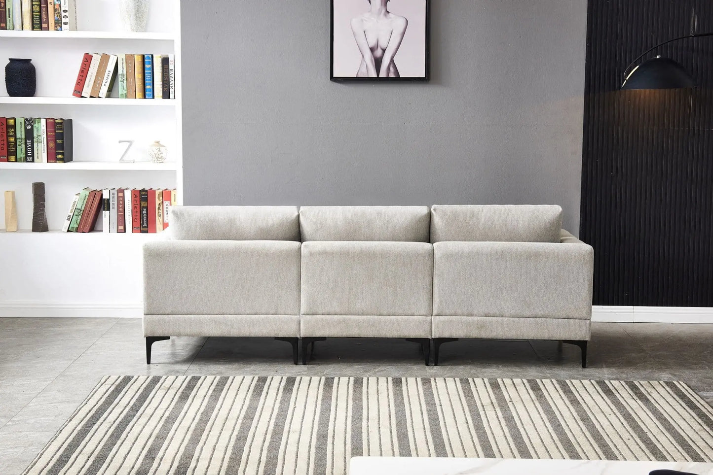 ANEK 3 Seater Beige Fabric Sofa Luxepalace.co.uk