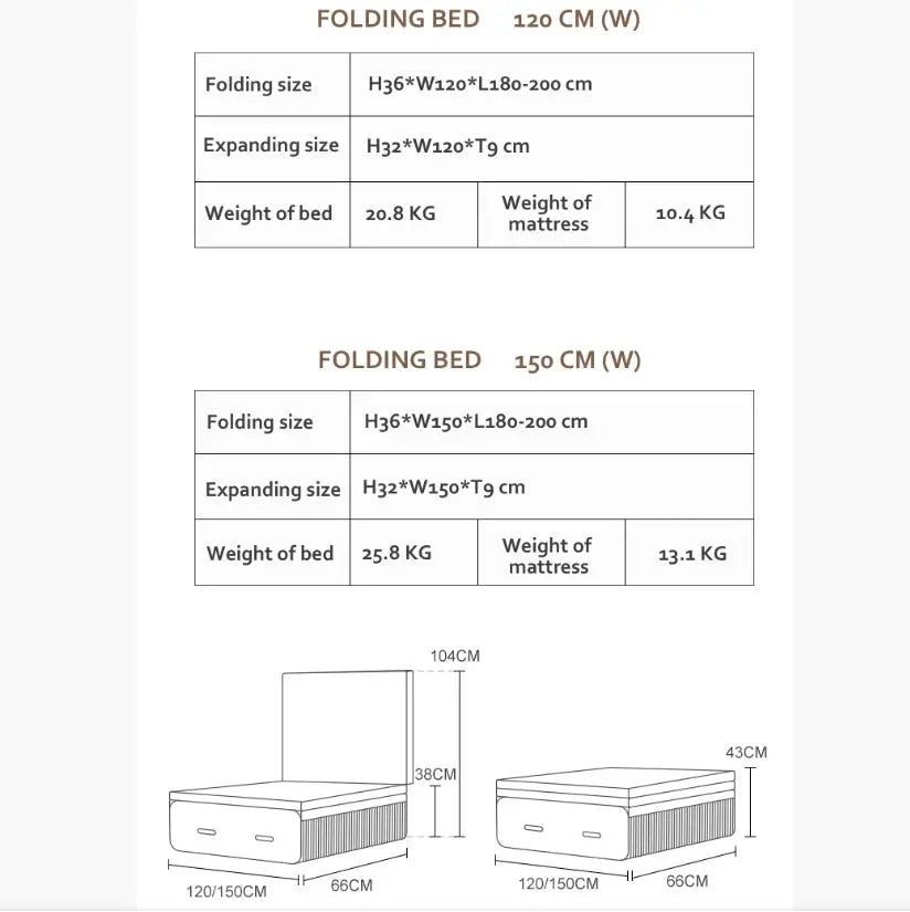 Accordion Folding Double Bed Luxepalace.co.uk