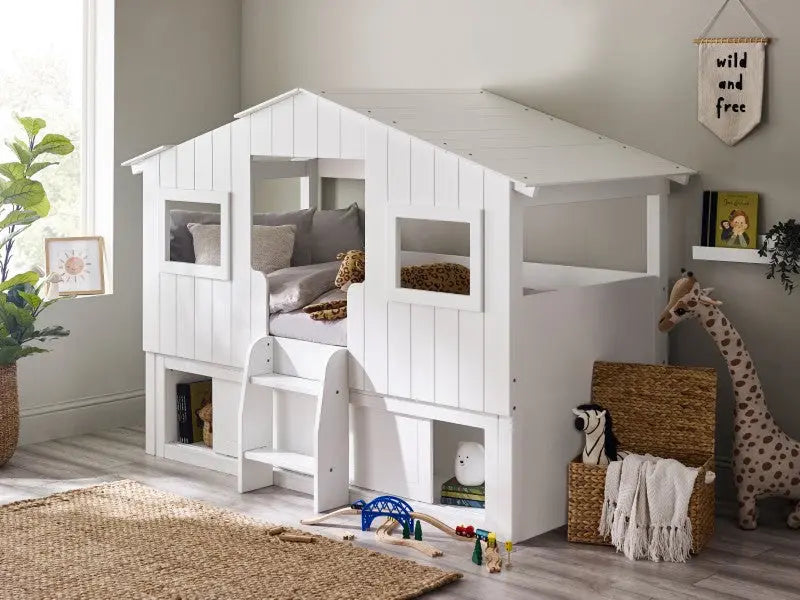 Acorn Treehouse Midsleeper & Storage Unit - White Luxepalace