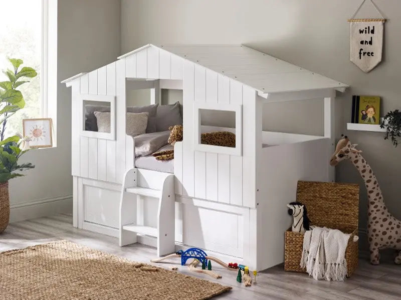 Acorn Treehouse Midsleeper & Storage Unit - White Luxepalace