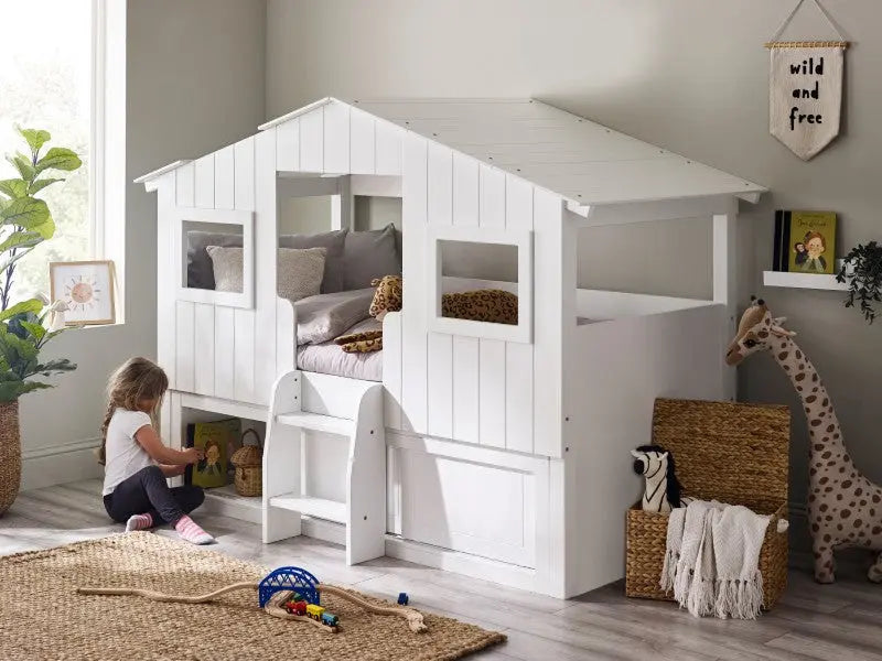 Acorn Treehouse Midsleeper & Storage Unit - White Luxepalace