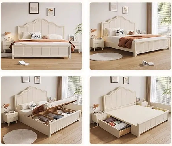 Agnes King Size / Super King Size Bed With Storage, Cream Luxepalace.co.uk