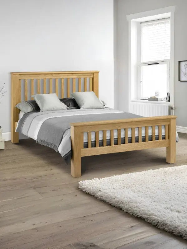 Amsterdam Oak High Footend 150cm King Bed Luxepalace