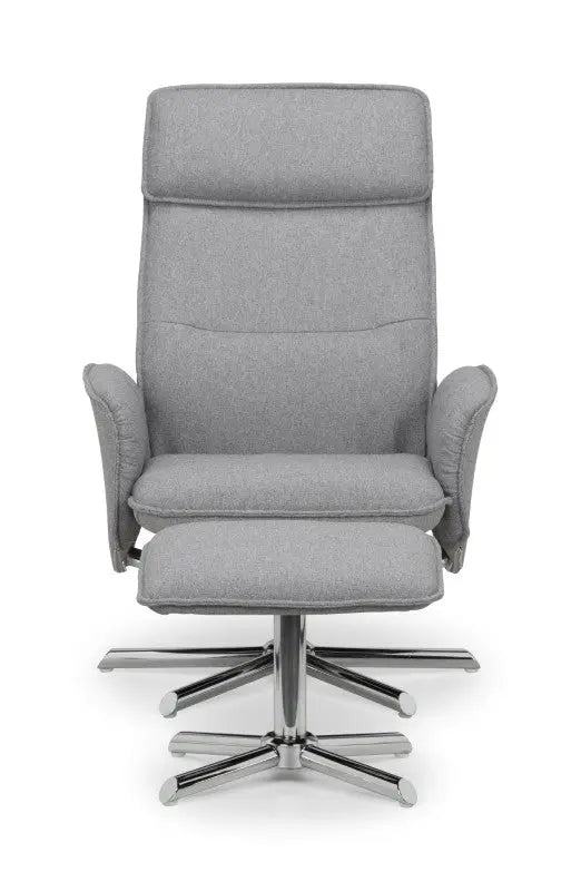 Aria Recliner Chair With Stool - Grey Linen Luxepalace