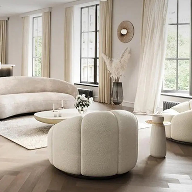 Arsav Pumpkin Armchair, White Boucle, Clearance Luxepalace.co.uk