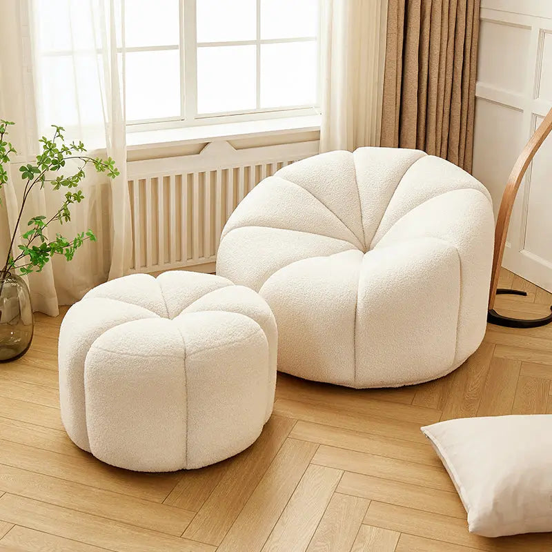 Arsav Pumpkin Armchair, White Boucle, Clearance Luxepalace.co.uk