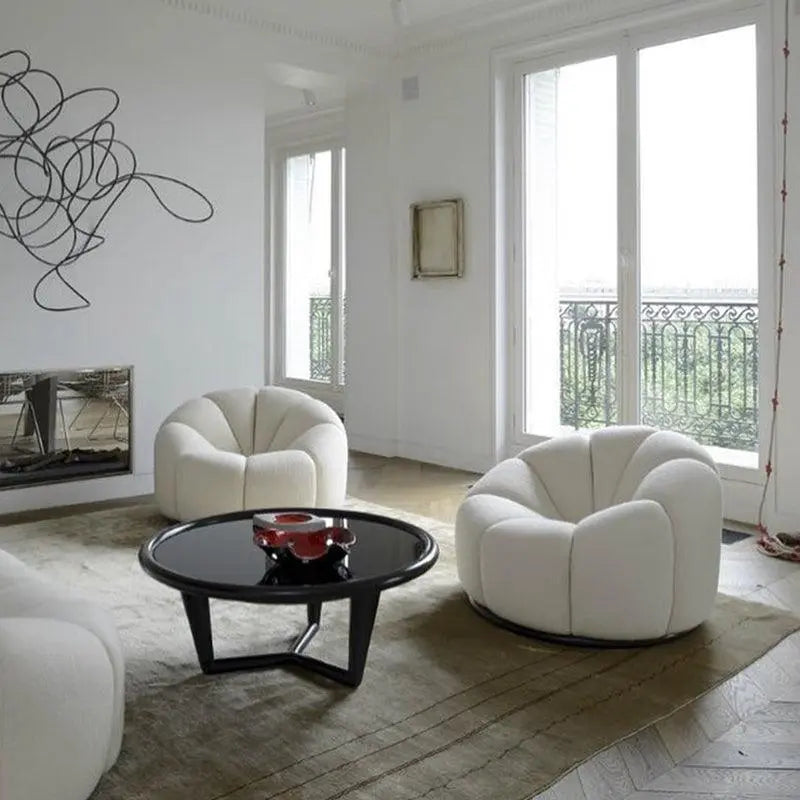Arsav Pumpkin Armchair, White Boucle, Clearance Luxepalace.co.uk