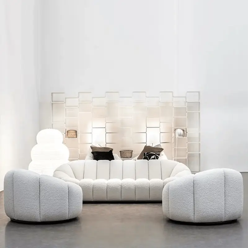 Arsav Pumpkin Three Seater Sofa, Boucle Luxepalace.co.uk