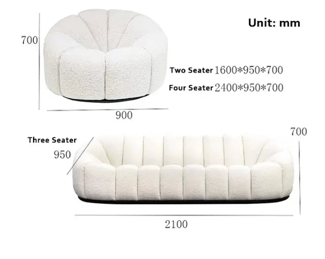 Arsav Pumpkin Three Seater Sofa, Boucle Luxepalace.co.uk
