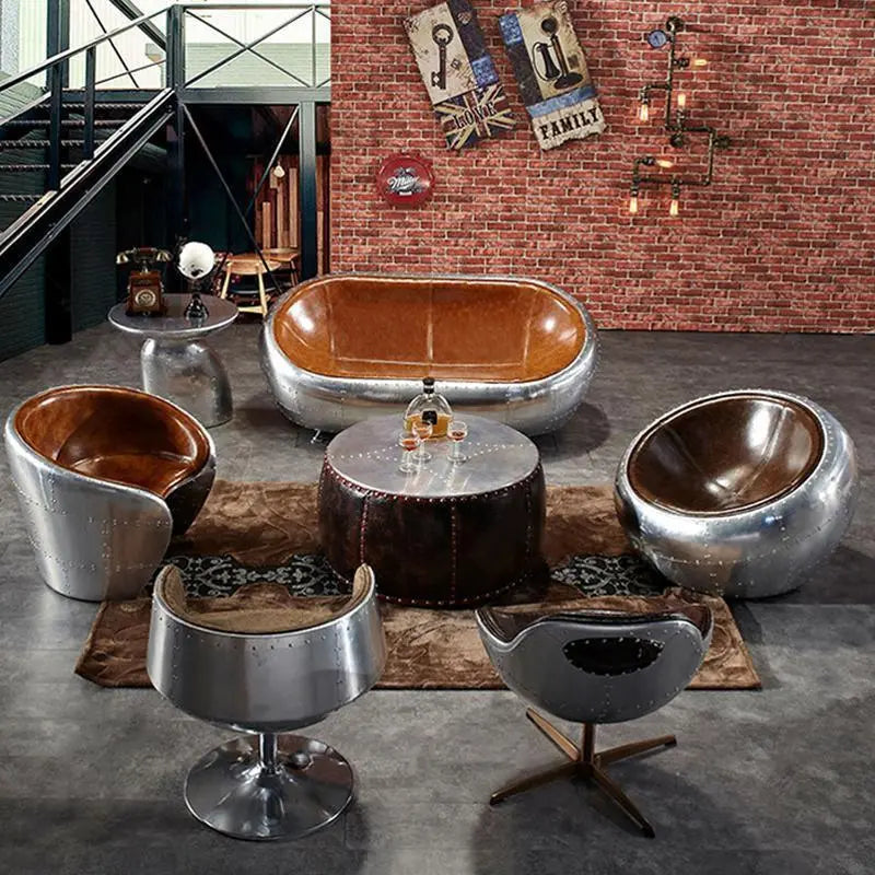 Aviator Airplane Tub Two Seater Sofa, Aluminum Loveseat Luxepalace.co.uk
