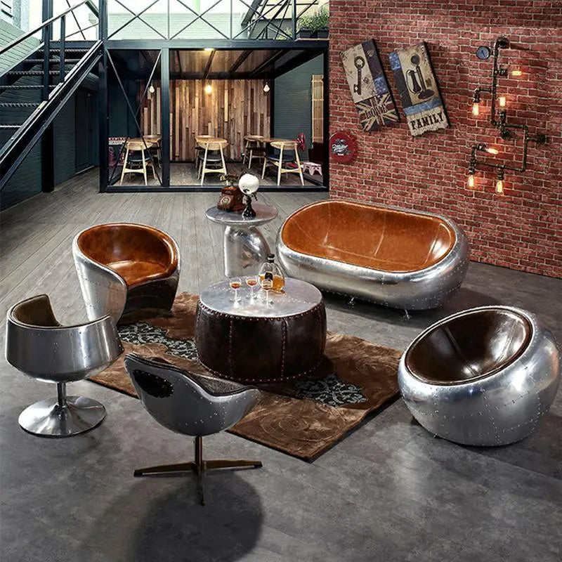 Aviator Airplane Tub Two Seater Sofa, Aluminum Loveseat Luxepalace.co.uk