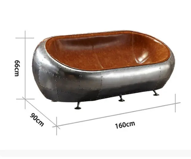 Aviator Airplane Tub Two Seater Sofa, Aluminum Loveseat Luxepalace.co.uk