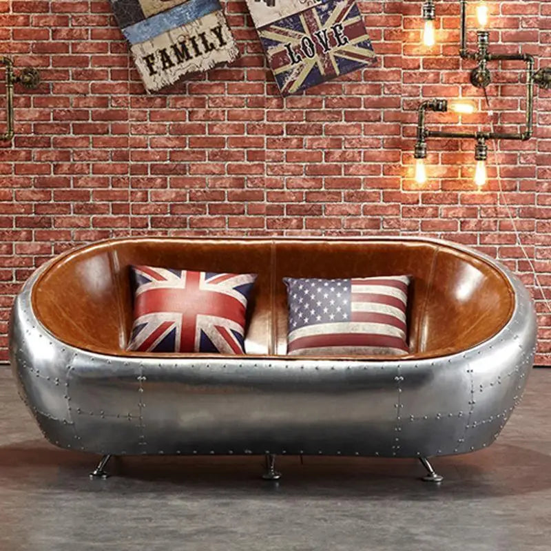 Aviator Airplane Tub Two Seater Sofa, Aluminum Loveseat Luxepalace.co.uk