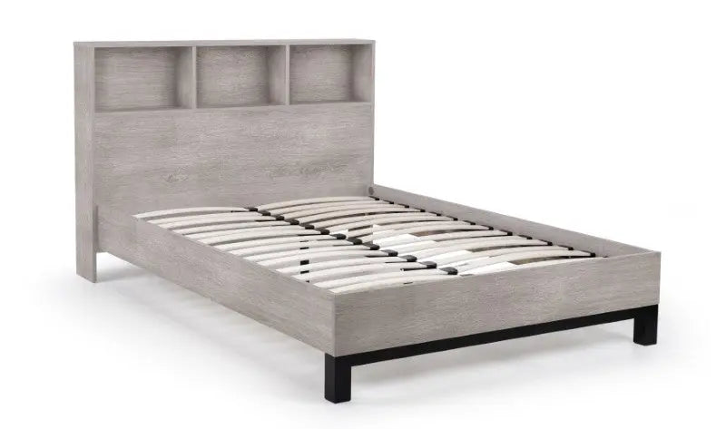 Bali Bookcase Headboard Bed 150cm - Grey Oak Luxepalace