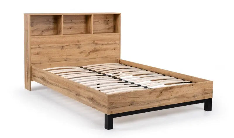 Bali Bookcase Headboard Bed 150cm - Light Oak Luxepalace