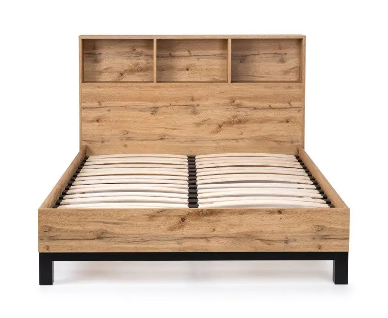 Bali Bookcase Headboard Bed 150cm - Light Oak Luxepalace