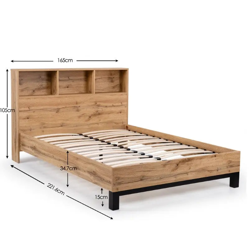 Bali Bookcase Headboard Bed 150cm - Light Oak Luxepalace