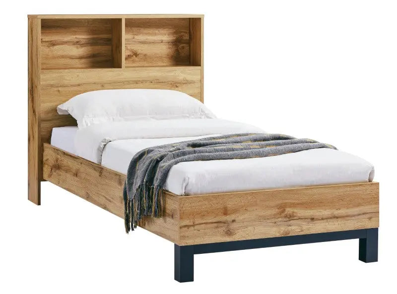 Bali Bookcase Headboard Bed 90cm - Light Oak Luxepalace