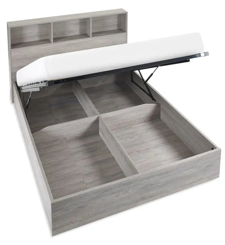 Bali Ottoman Storage 135cm Double Bed - Grey Oak Luxepalace