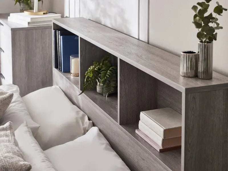 Bali Ottoman Storage 135cm Double Bed - Grey Oak Luxepalace