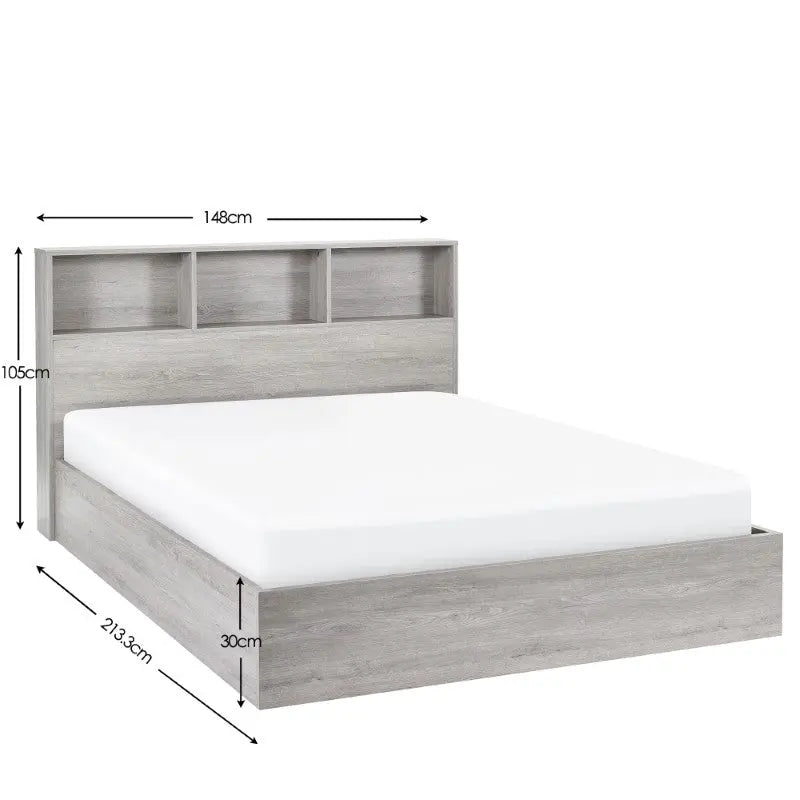Bali Ottoman Storage 135cm Double Bed - Grey Oak Luxepalace