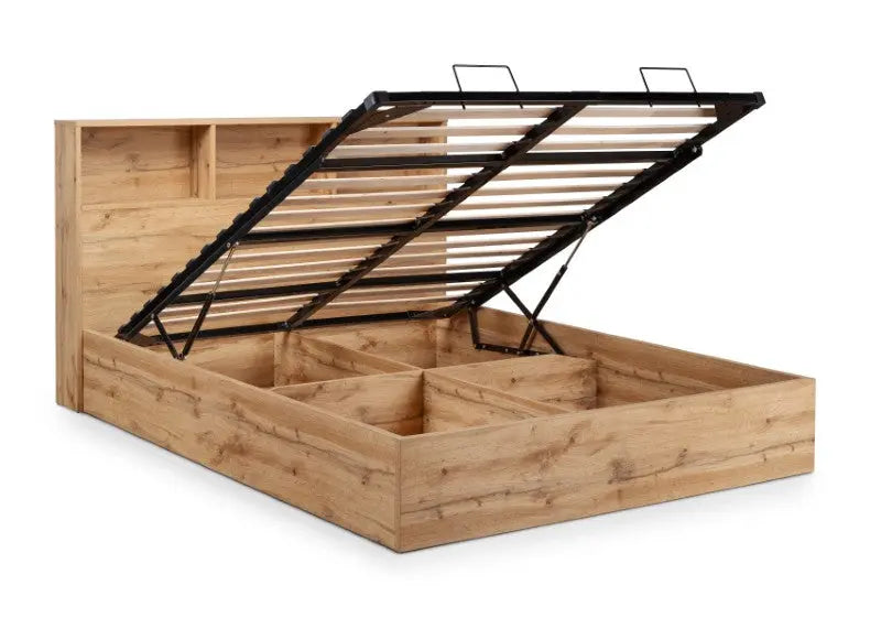 Bali Ottoman Storage 150cm King Bed - Light Oak Luxepalace