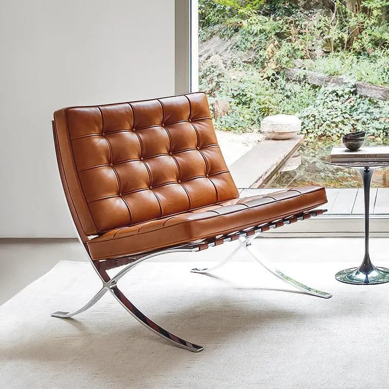 Barcelona Chair And Ottoman, Brown Leather Luxepalace.co.uk