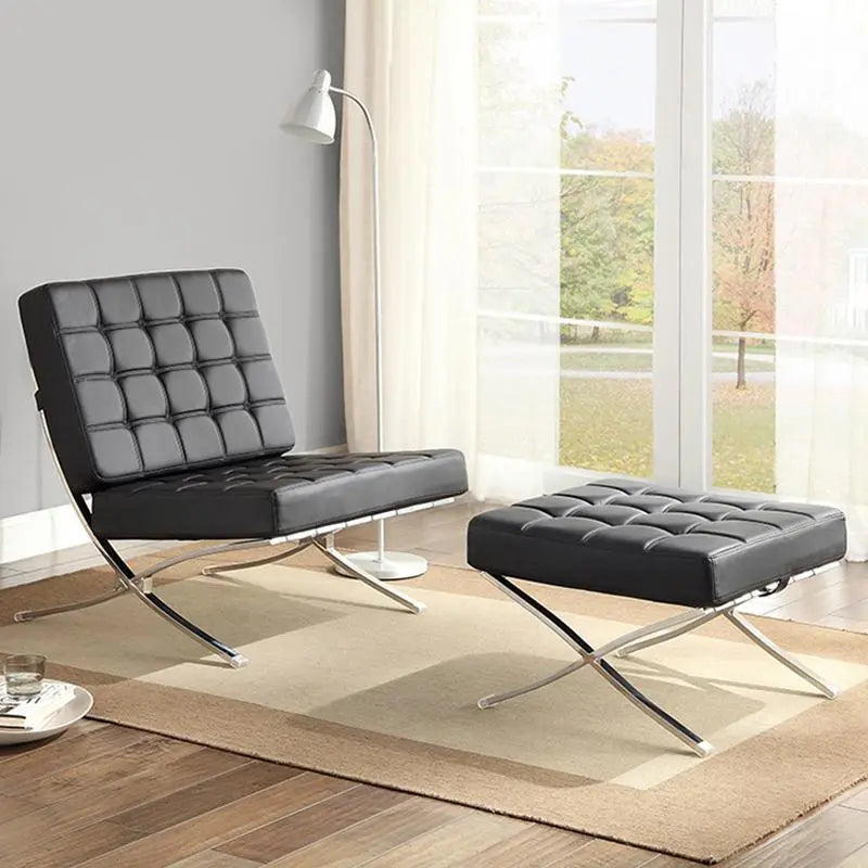 Barcelona Chair And Ottoman, Brown Leather Luxepalace.co.uk