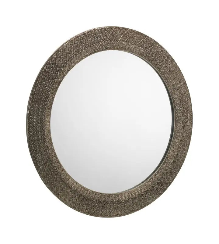 Cadence Large Round Pewter Wall Mirror Luxepalace