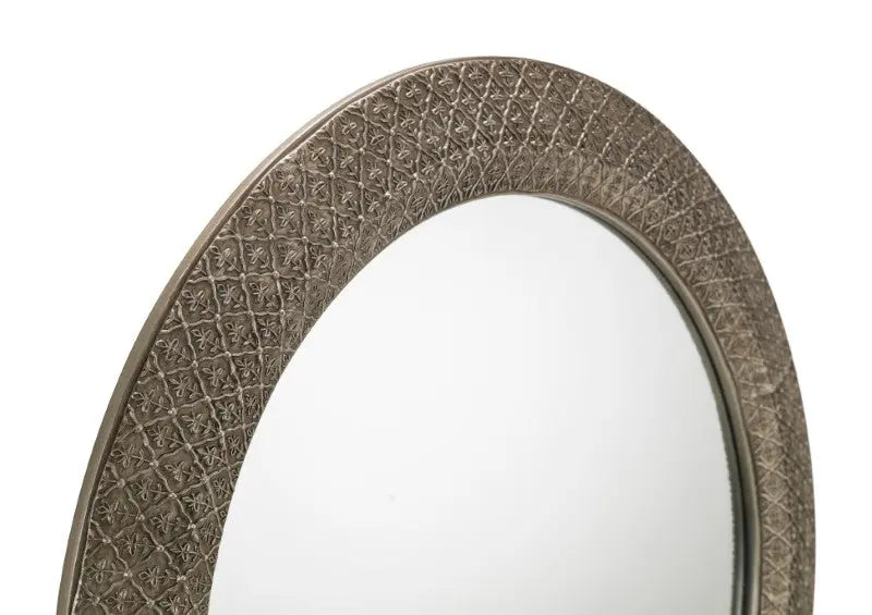 Cadence Large Round Pewter Wall Mirror Luxepalace