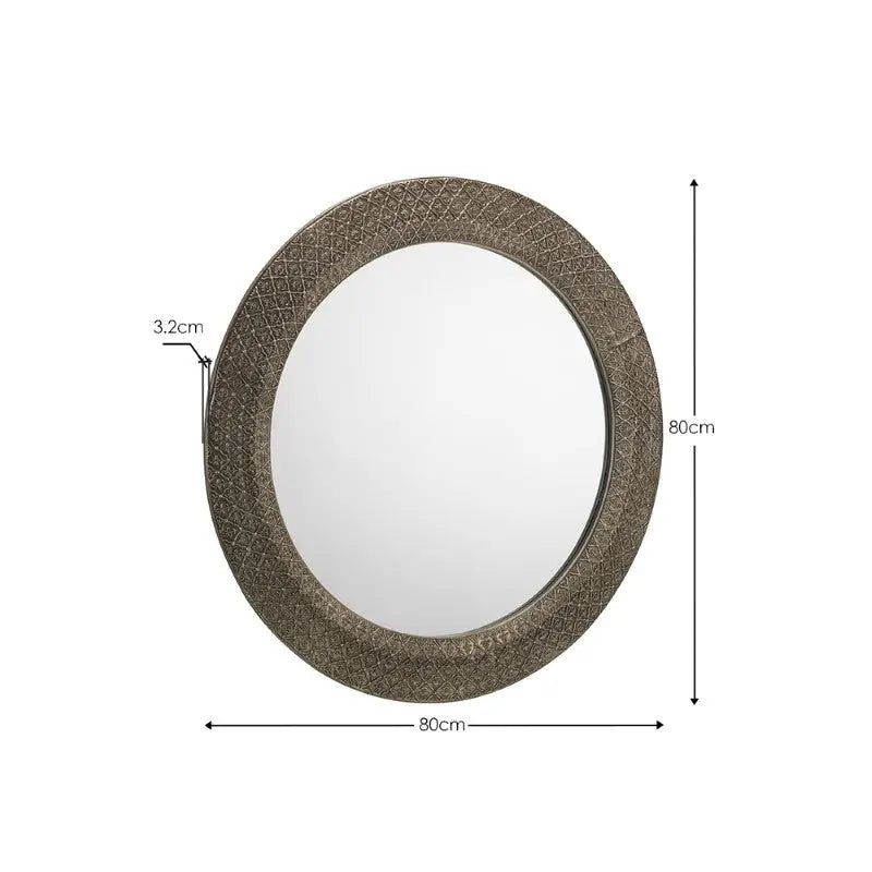 Cadence Large Round Pewter Wall Mirror Luxepalace