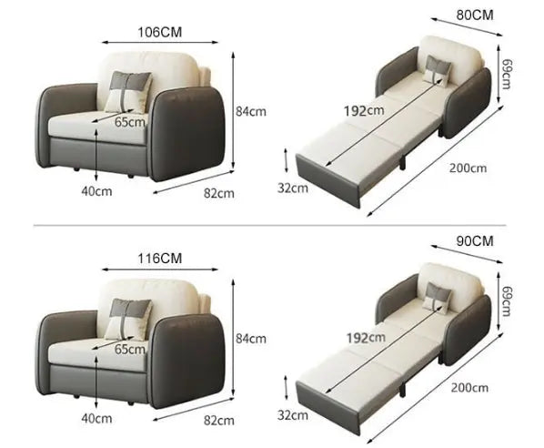 Caio Single Sofa Bed, Leathaire Luxepalace.co.uk