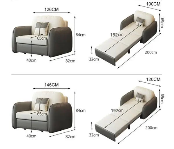 Caio Single Sofa Bed, Leathaire Luxepalace.co.uk