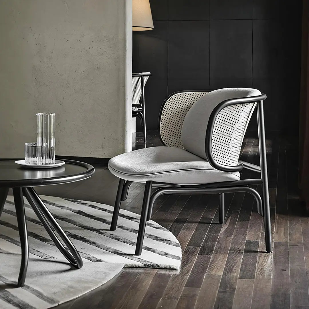 Cane Rattan Armchair, Grey Linen Luxepalace.co.uk