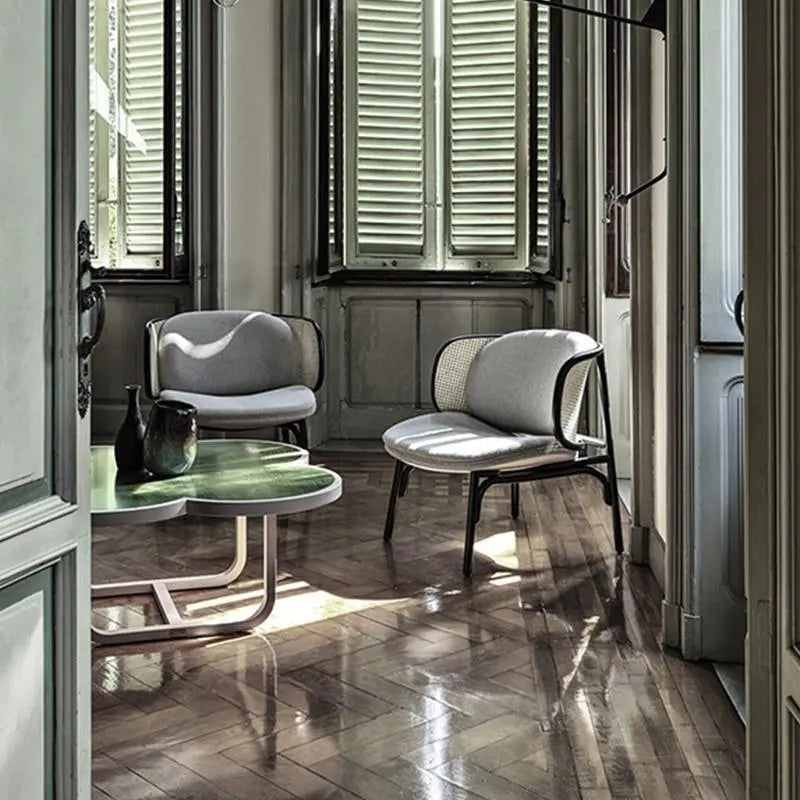 Cane Rattan Armchair, Grey Linen Luxepalace.co.uk