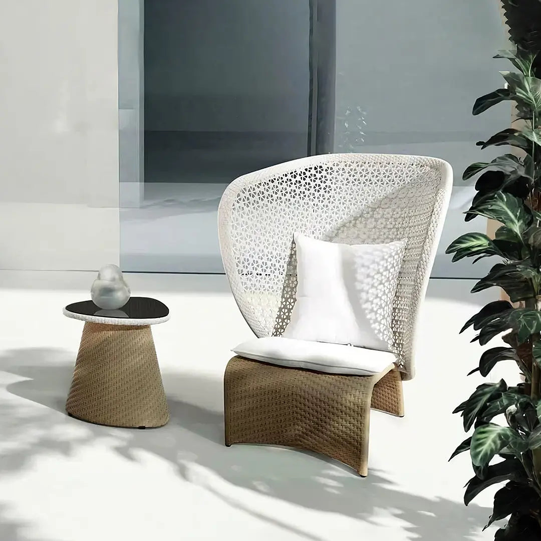 Cannes Rattan High Back Outdoor Lounge Chair Luxepalace.co.uk