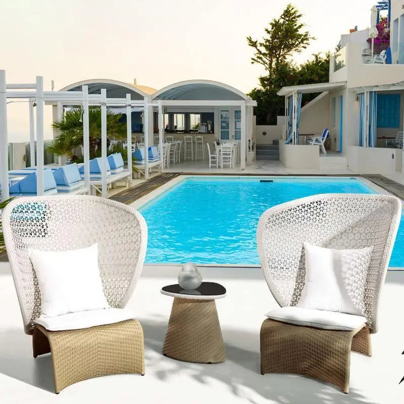 Cannes Rattan High Back Outdoor Lounge Chair Luxepalace.co.uk