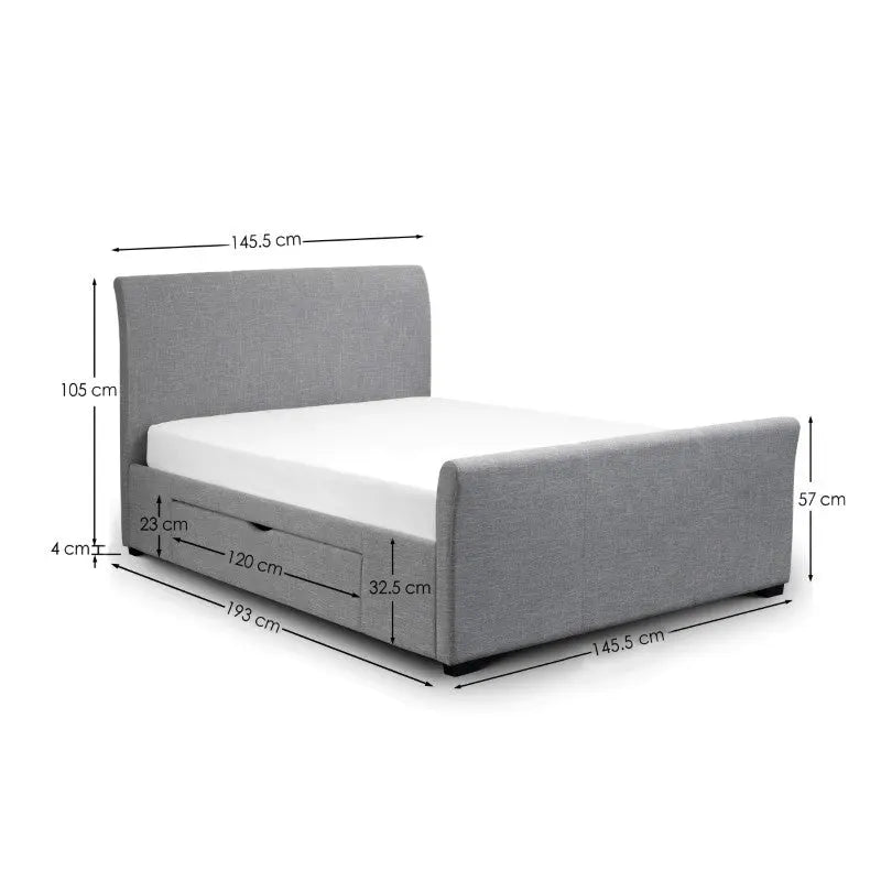 Capri Light Grey with Drawers 135cm Double Bed Luxepalace