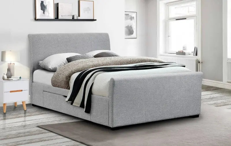 Capri Light Grey with Drawers 150cm King Bed Luxepalace
