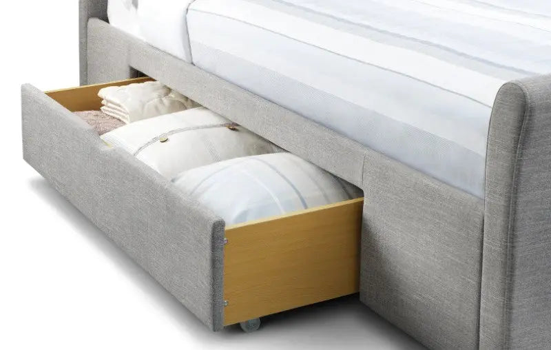 Capri Light Grey with Drawers 150cm King Bed Luxepalace
