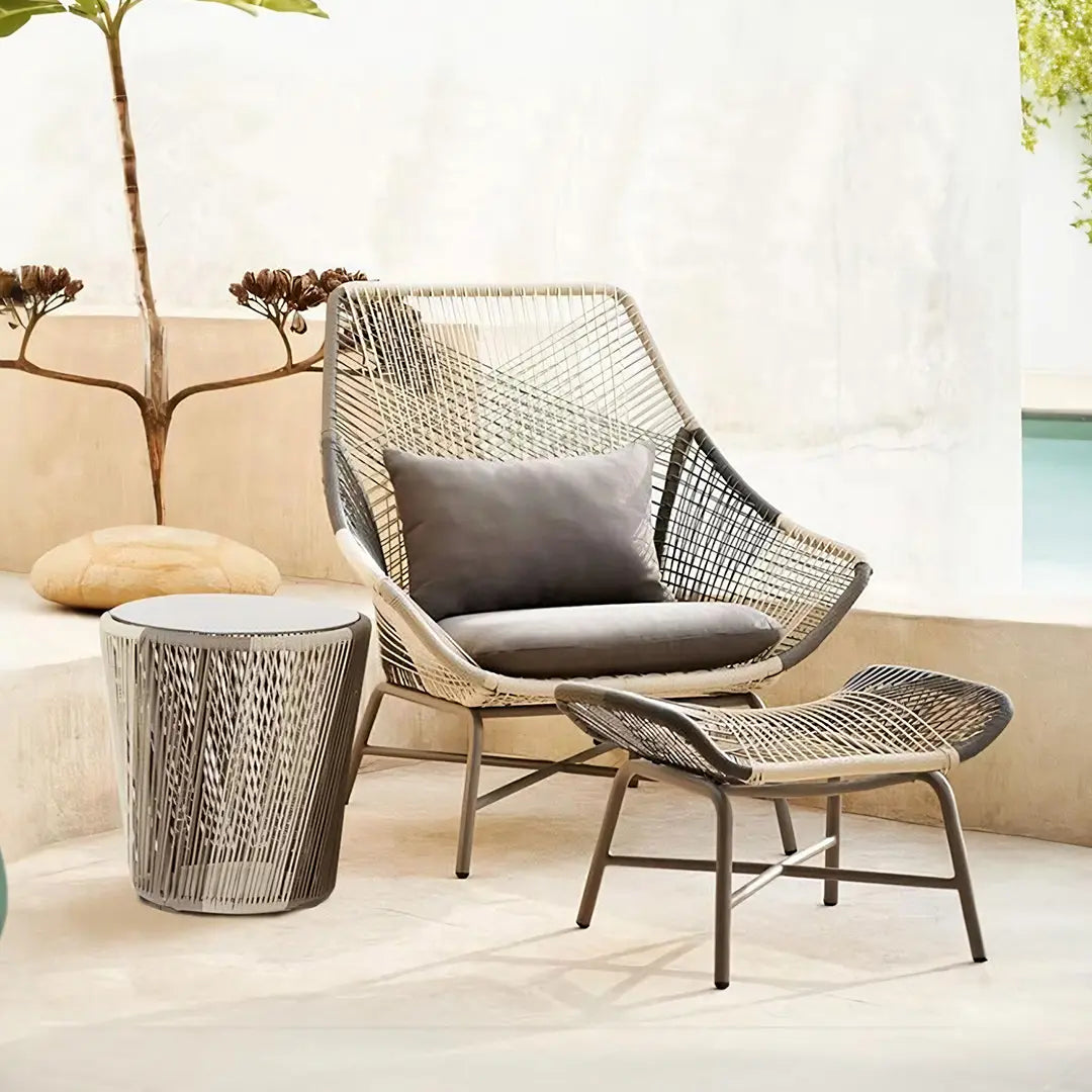 Carmean Rattan Chair and Footstool, Outdoor Luxepalace.co.uk