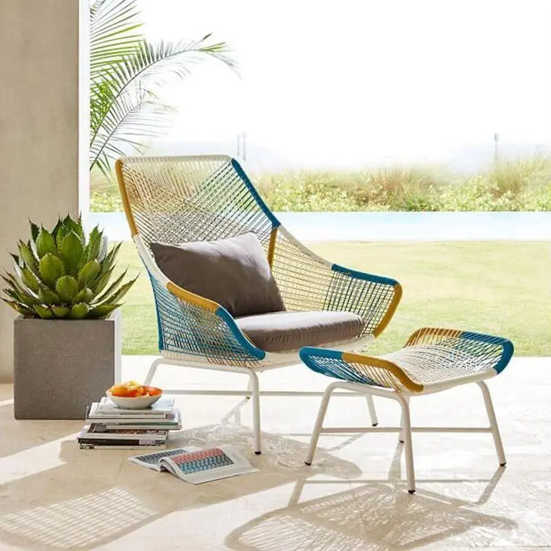 Carmean Rattan Chair and Footstool, Outdoor Luxepalace.co.uk