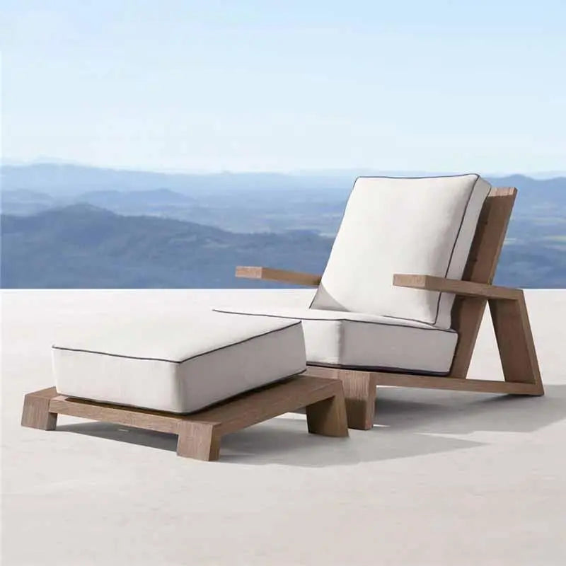 Chandler Oak Lounge Chair And Ottoman, Outdoor Armchair Luxepalace.co.uk
