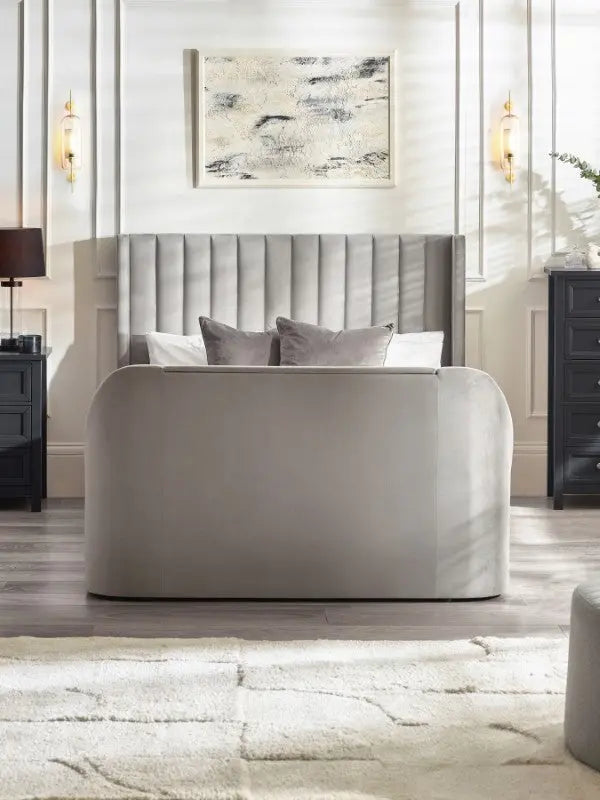 Clara Ottoman TV Bed 135cm - Light Grey Luxepalace