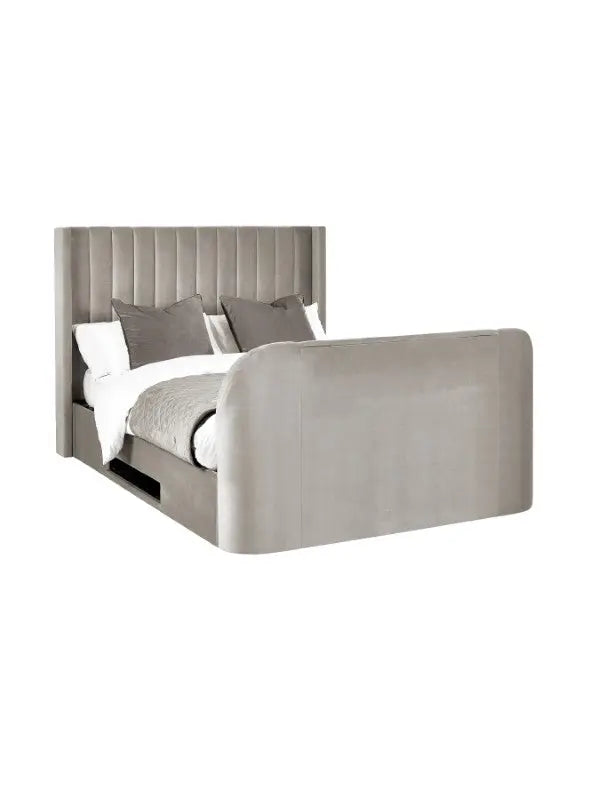 Clara Ottoman TV Bed 135cm - Light Grey Luxepalace
