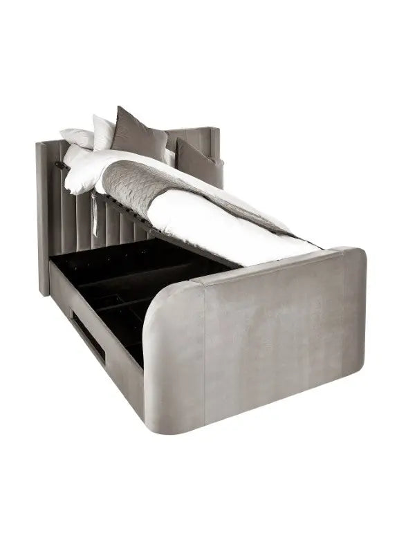 Clara Ottoman TV Bed 135cm - Light Grey Luxepalace